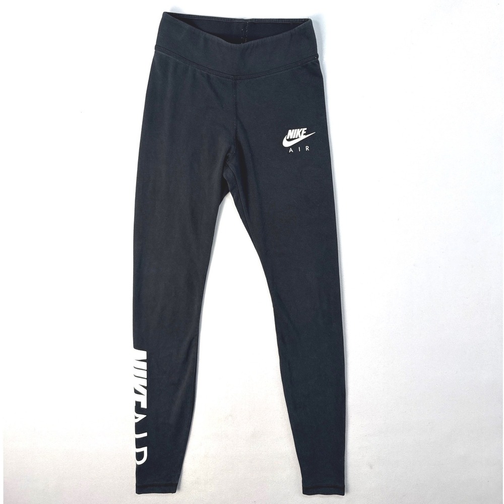 Nike Air Womens High Waisted Leggings Black Graphic Logo Tights XS
